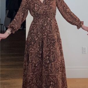 Print Brown Autumn Dress